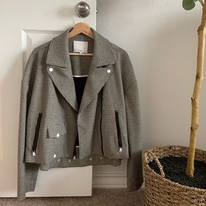 Tibi Houndstooth Utility Jacket in Black and White